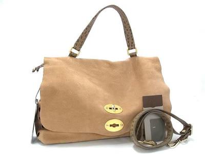 1円 ■美品■ ZANELLATO ザネラート ポスティーナ スエード 2WAY ショルダーバッグ ハンドバッグ レディース ブラウン系 FV4575