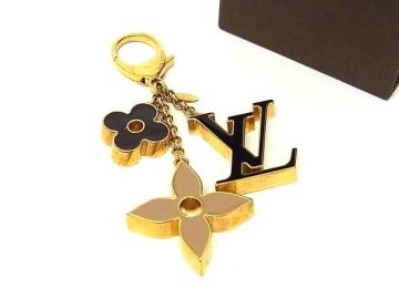 1円 ■美品■ LOUIS VUITTON ルイヴィトン M67119 フルール ドゥ モノグラム キーホルダー バッグチャーム ゴールド系&times;ベージュ系 FW2270