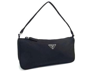1円 ■極美品■ PRADA プラダ テスートナイロン ワンハンドル ハンドバッグ ミニバッグ ポーチ レディース ブラック系 BR1924