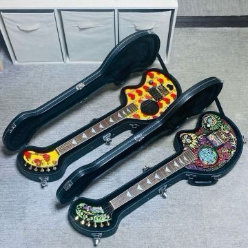 【未使用品】 FERNANDES ZO-3 YELLOW HEART-ZO PAINT-ZO hide モデル フェルナンデス fit-zo ハードケース イエローハート サイケ ペイント