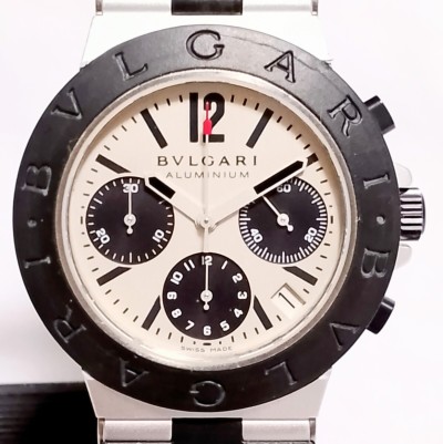 【稼働品】ブルガリ BVLGARI AC38TA アルミニウム クロノグラフ 自動巻き メンズ 中古 日差あり