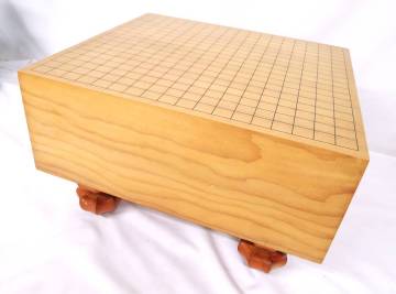 ▲☆B5 碁盤 脚付 19路碁盤 擬宝珠 厚み17.5cm/約13.6kg 布カバー付き へそ 音受け 天然木 )骨董 囲碁 将棋 ≪引取歓迎≫