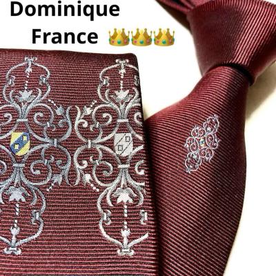 ドミニクフランス スリークラウン ジャガード ボルドー 絹 シルク フランス製 ネクタイ 古着 ドミニックフランス Dominique France