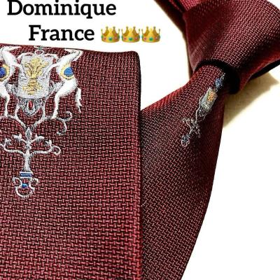 ドミニクフランス スリークラウン ジャガード ボルドー ペガサス シルク フランス製 ネクタイ 古着 ドミニックフランス Dominique France