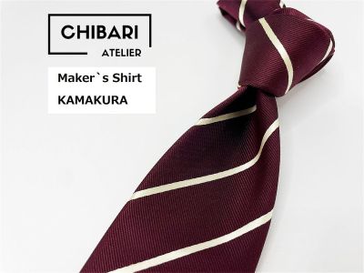 【超美品】メーカーズショーツ鎌倉　レジメンタル柄 ネクタイ 3本以上 送料無料 メンズ ワインレッド　0104204