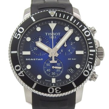 ■ 1円 ～ 中古品 参定8.8万■ TISSOT ティソ ■ シースター1000 クロノグラフ ■ T120.417.17.041.00 クォーツ ブルー 青 ダイバー メンズ