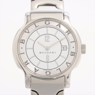 ■ 1円 ～ 中古品 参定24.2万■ BVLGARI ブルガリ ■ ソロテンポ ST29S ■ ホワイト 白 シルバー ボーイズ レディース ST29BSSD