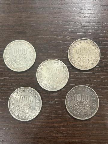 12715A ★１円スタート★ 1964年 昭和39年 5枚売り 東京 オリンピック 1000円銀貨 記念硬貨