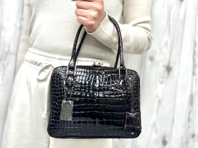 極美品 艶 クロコダイル JRA ハンドバッグ バッグ ボルドー 94947