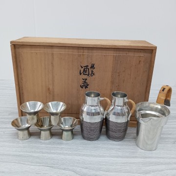 ●399 錫製 徳利 お猪口 猪口 盃 酒器セット 本錫 錫半 酒器 ぐい呑 現状品