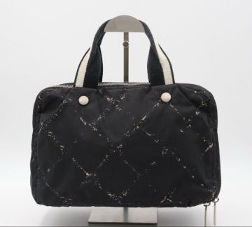 シャネル CHANEL 旧トラベルライン ナイロン ミニボストンバッグ ハンドバッグ ブラック