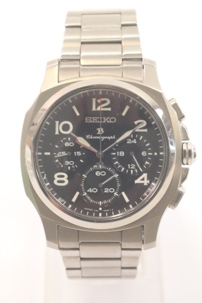 SEIKO セイコー ブライツ 7J21-0AA0 クロノグラフ クォーツ シルバーカラー 黒文字盤 メンズ 腕時計 7597-HA