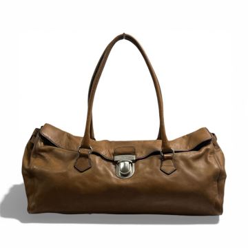 00s PRADA leather Boston bag brown archive プラダ オールレザー ボストン バッグ ブラウン アーカイブ