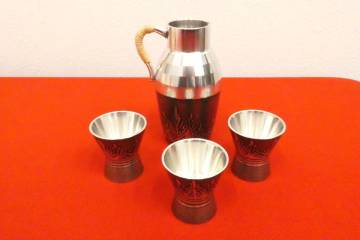 S【1729】★錫製 酒器セット ★猪口 大阪浪華 とっくり 経年保管品