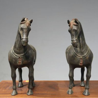 ◆羽彰・古美術◆Y6773唐代 銅塗金 馬 細密細工★古置物★古賞物★古擺件★蒐集家放出★唐物