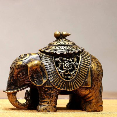 ◆羽彰・古美術◆Y6759清時代 銅製 太平有象 細密細工★古置物★古賞物★古擺件★蒐集家放出★唐物