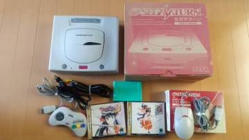 美品 セガサターン 本体 中古 HST-3220 動作確認済み ミストグレー マウス パワーメモリー サクラ大戦1.2付き