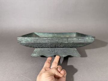 清時代青銅器蓋 花紋 置物 銅製 銅器 旧家整理品 中国古美術