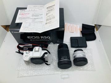 1円 Canon EOS R50 レンズ付属付き 動作確認済み 箱付き 保証書付き カメラ ホワイト キャノン デジタル一眼 No.1-043-13