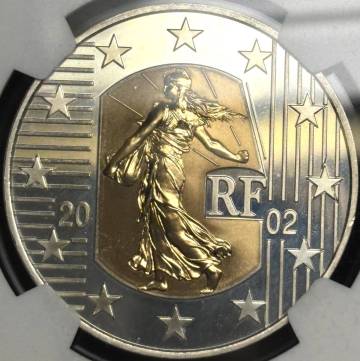 【フランス大型・金銀2色貨】 (NGC-PF67 2.7g/75%金+22.2g/90%銀 2002年)