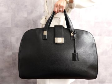 ●超美品●LOEWE ロエベ●ロゴプレート●カーフ レザー 本革●ハンド ボストン バッグ●黒●シルバー金具●かばん●Js64840