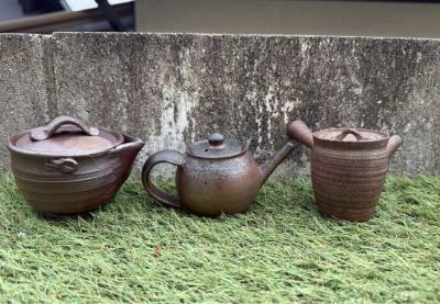 急須 まとめ売り 3点セット 古美術 備前焼 南蛮焼 在銘 茶道具 茶器 煎茶道具 煎茶器 湯沸 急須 時代物 時代物 骨董 古美術 古道具 在銘