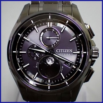 ☆1円 美品 シチズン ブラックチタンシリーズ アテッサ BY1006-62E エコドライブ腕時計/ルナプログラム/外箱等付属/保証残あり&1145700031