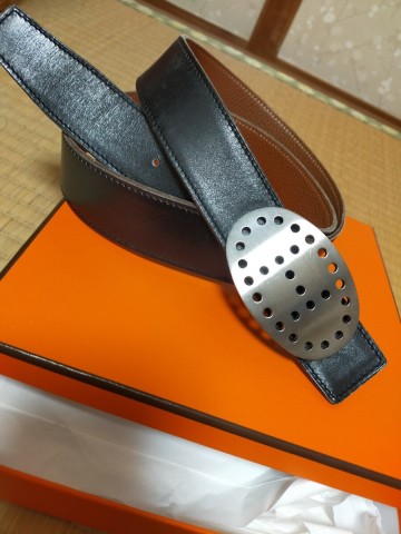 エルメス HERMES ベルト バックル リバーシブル ブラウン ブラック シルバー　エブリン　メンズ　レディース　大きいサイズ　XL