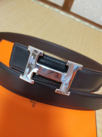 エルメス HERMES リバーシブル バックル ベルト ブラック シルバー