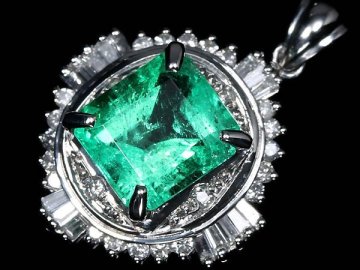 ILU17774T【1円～】新品【RK宝石】《Emerald》極上エメラルド 特大2.00ct 極上ダイヤモンド Pt900 高級ペンダントヘッド ネックレス ダイヤ
