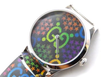 1円 グッチ 126.4 Gタイムレス SS GGサイケデリック文字盤 腕時計 メンズ 稼働 QZ LB 34837