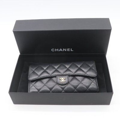 【ト足】シャネル CHANEL 長財布 レディース マトラッセ ブラック CO183CAA26