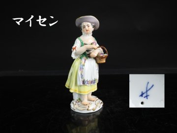 【志】A1394マイセン MEISSEN 色絵 磁器人形 フィギュリン 婦人 西洋美術 】＝