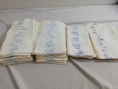 布おむつ さらし ドビー織り まとめ売り 30枚 輪おむつ 動物柄 キティちゃん レトロ おしめ リメイク