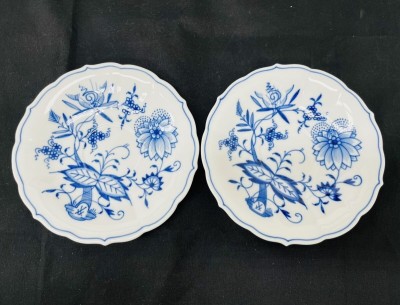 A501-CH14-2156 Meissen マイセン 613 ブルーオニオン ソーサー 小皿 取り皿 器 プレート 洋食器 2点セット IM