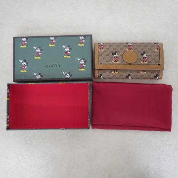 GUCCI ミッキーマウス 長財布 ブラウン GUCCI&times;ディズニー コラボ/グッチ/ミニGGスプリーム/ラウンドファスナー ディズニー Disney【IO