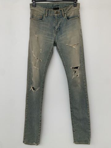 SAINT LAURENT PARIS デストロイ クラッシュデニム 28 エディ期 サンローランパリ キムタク ダメージ ジーンズ パンツ ブルー