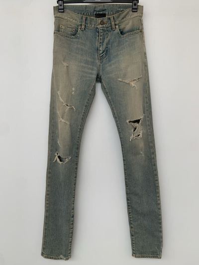 SAINT LAURENT PARIS デストロイ クラッシュデニム 28 エディ期 サンローランパリ キムタク ダメージ ジーンズ パンツ ブルー