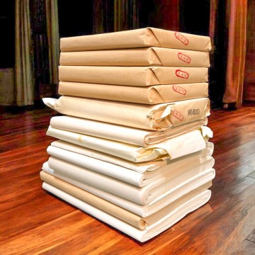 半切 純手漉/絹目夾宣 他 大量 19.2kg分 書画紙 画仙紙 宣紙 書道具 書道紙 習字 練習 和紙 20260301-16