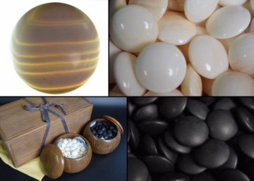 囲碁 蛤碁石 36号 厚み 10mm 那智黒 碁石 碁笥 桐箱付 ハマグリ 本蛤石 本那智黒石 囲碁道具 Ab-247K