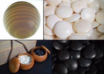 囲碁 蛤碁石 30号 厚み 8.1mm 那智黒 碁石 碁笥 桐箱付 ハマグリ 本蛤石 本那智黒石 囲碁道具 Ab-248K