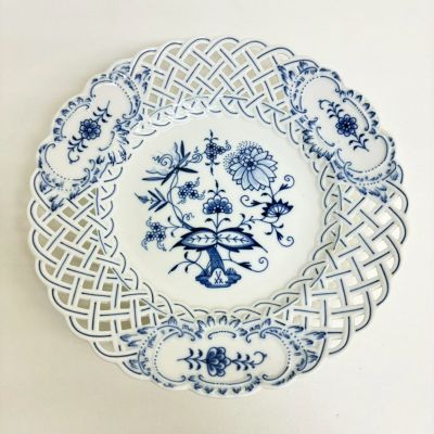 N218-SG8-1358 Meissen マイセン 食器 プレート 大皿 ブルーオニオン メッシュプレート オープンワークプレート 54803 洋食器 KA