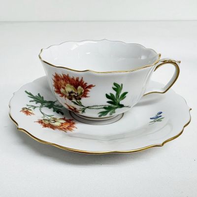 N222-SG8-1355 Meissen マイセン 食器 茶器 カップ＆ソーサー 1客 ベーシックフラワー ケシ 00523 洋食器 KA
