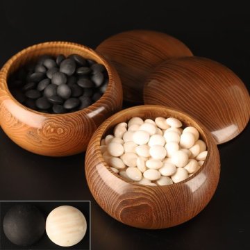 【流】囲碁道具 特大蛤那智黒碁石 36号 碁笥 箱付 DK664