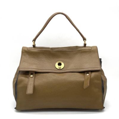 1円 美品 Yves Saint Laurent イヴ・サンローラン ミューズトゥ レザー トートバッグ ハンドバッグ ブラウン