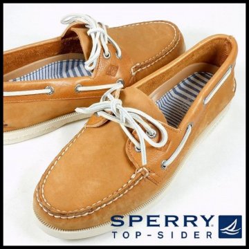 未使用 1円～ 定価13,200円 スペリー レザー デッキシューズ 25.5cm 茶 タンブルド ヌバックレザー SPERRY TOP-SIDER メンズ【5340】