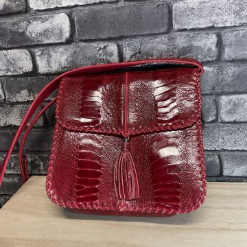 　エキゾチックレザー　ショルダーバッグ 赤 ボルドー 斜め掛け　 ワインレッド
