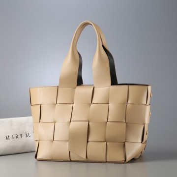 MI8380△定価￥60,500 MARY AL TERNA メアリオルターナ HUG ハグ メッシュレザー スムースレザー ハンドバッグ トートバッグ ベージュ系