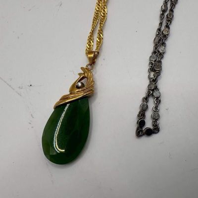 K18 翡翠 ネックレス/ 18K 925 ネックレス 品位不明　総重量 10.7g アクセサリー　着払い