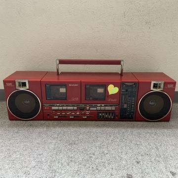 SHARP シャープ ダブルカセットラジカセ QT-88R 昭和レトロ オーディオ機器 レッド